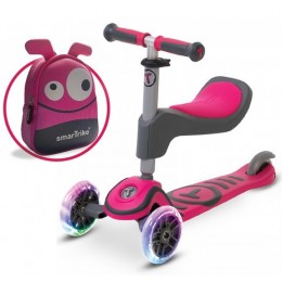 Самокат 2в1 Smart Trike Scooter T1 Pink с рюкзаком