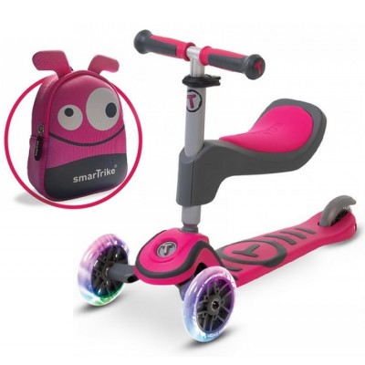 Самокат 2в1 Smart Trike Scooter T1 Pink с рюкзаком