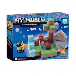 Магнитный конструктор Minecraft Блоки с фигурками, 50 деталей