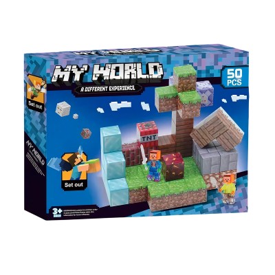 Магнитный конструктор Minecraft Блоки с фигурками, 50 деталей Магнитный конструктор Minecraft Блоки с фигурками, 50 деталей