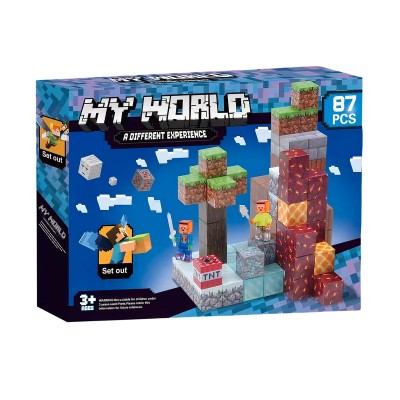 Магнитный конструктор Minecraft Блоки с фигурками, 87 деталей