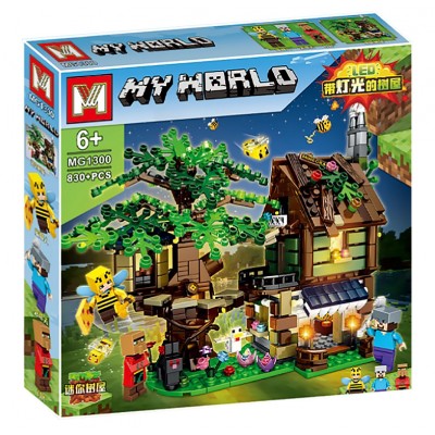 Конструктор Minecraft Дом пчеловода на дереве, 830 деталей, LED-подсветка
