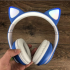 Беспроводные Bluetooth наушники с ушками с LED подсветкой Cat Ear STN-28 синие
