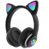 Беспроводные Bluetooth наушники с ушками с LED подсветкой Cat Ear STN-28 черные