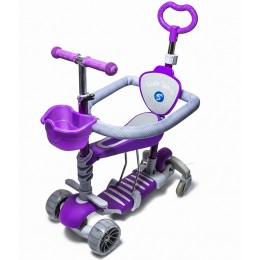 Самокат 5в1 Scale Sports Smart Фиолетовый с бортиками и родительской ручкой