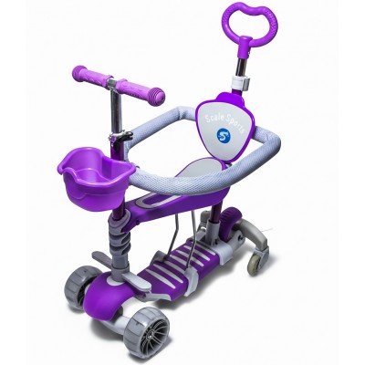 Самокат 5в1 Scale Sports Smart Фиолетовый с бортиками и родительской ручкой
