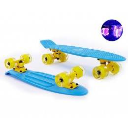 Пенни борд Fish Skateboards  Blue (светящиеся колеса)