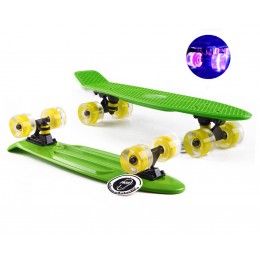 Пенни борд Fish Skateboards  Green (светящиеся колеса)