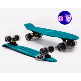 Пенни борд Fish Skateboards  Emerald (светящиеся колеса)