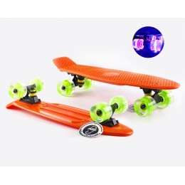 Пенни борд Fish Skateboards  Orange (светящиеся колеса)