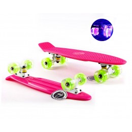 Пенни борд Fish Skateboards  Pink (светящиеся колеса)