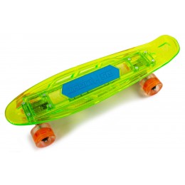 Пенни борд Fish Skateboards Green со светящийся  доской и музыкой