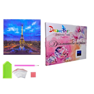 Алмазная мозаика Эйфелева башня в вечернем Париже, 40 х 50 см