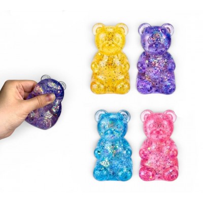 Игрушка-антистресс Cube Gummy Bear с блёстками, 8 см Игрушка-антистресс Cube Gummy Bear с блёстками, 8 см