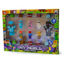Набор фигурок героев Minecraft с магнитными блоками, 18 штук