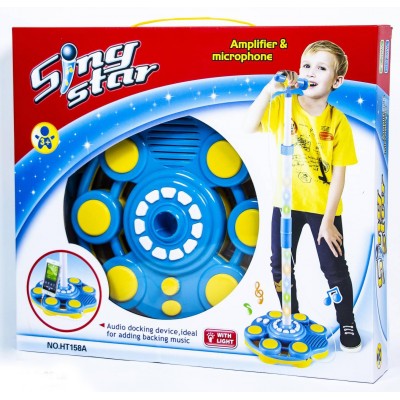 Детский микрофон голубой со стойкой SING STAR HT158А