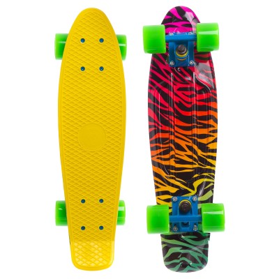 Пенни борд Fish Skateboards Yellow-Zebra