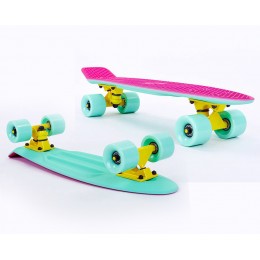 Пенни борд Fish Skateboards Twin Pink-Mint (матовое покрытие)