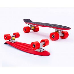 Пенни борд Fish Skateboards Twin Black-Red (матовое покрытие)