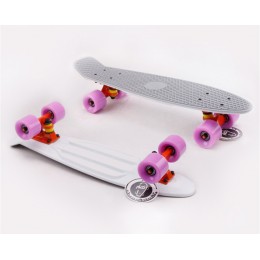 Пенни борд Fish Skateboards Twin Grey-White (матовое покрытие)