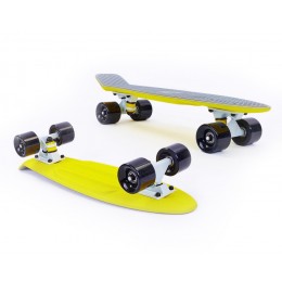 Пенни борд Fish Skateboards Twin Grey-Yellow (матовое покрытие)